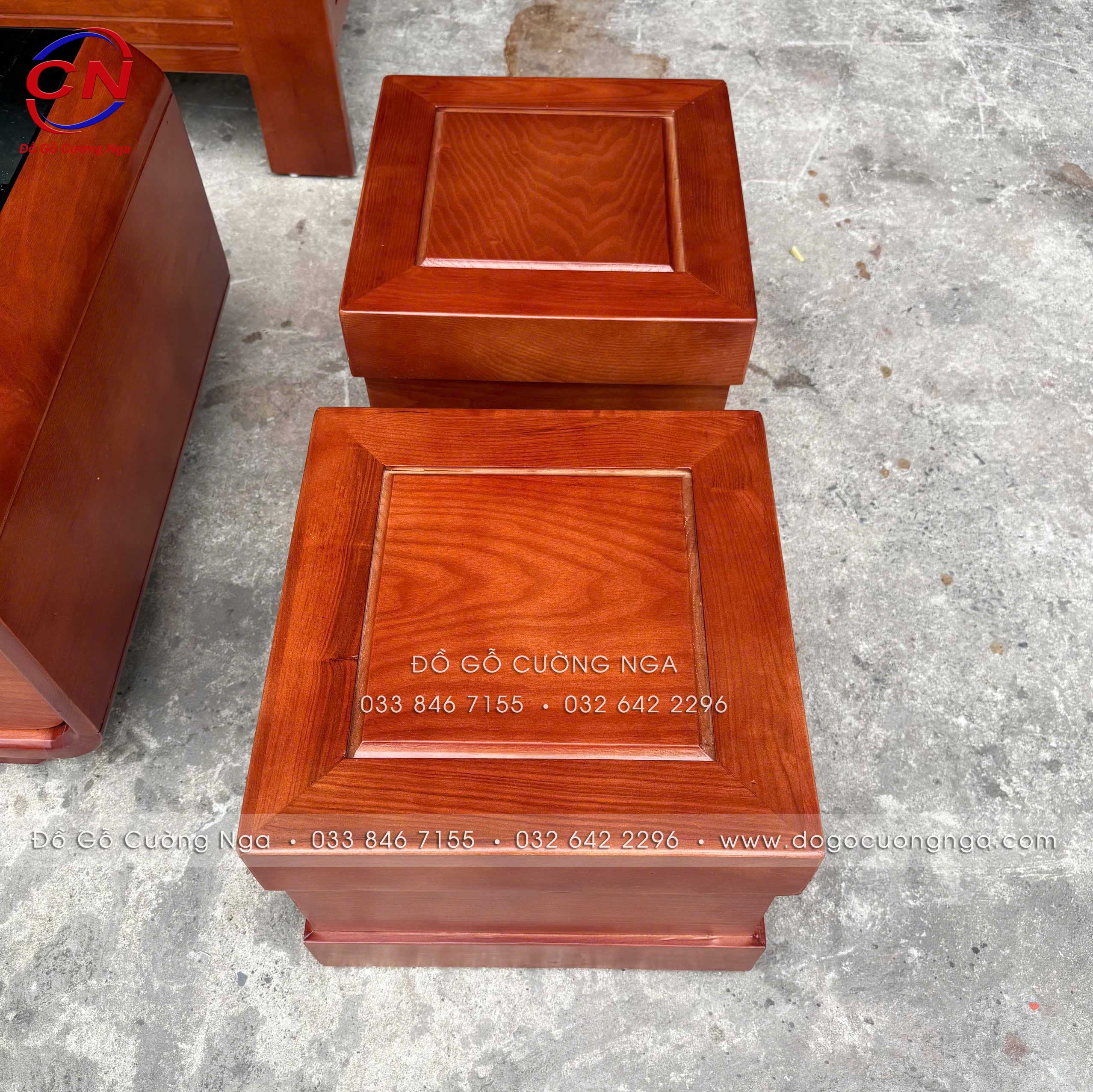 sofa gỗ sồi nga 2mx1m8 bàn boom