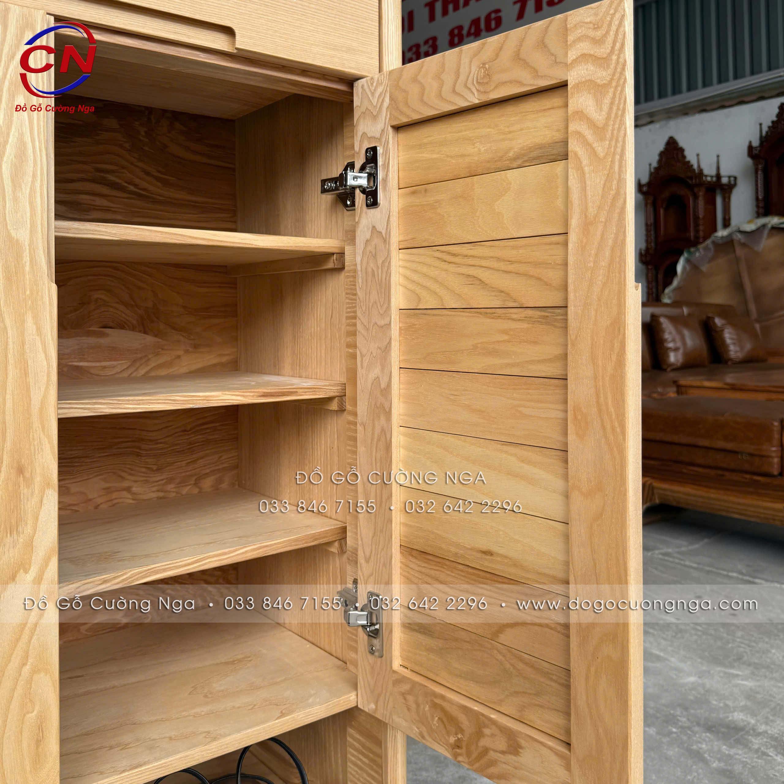 TỦ GIÀY GỖ SỒI NGA 3 CÁNH