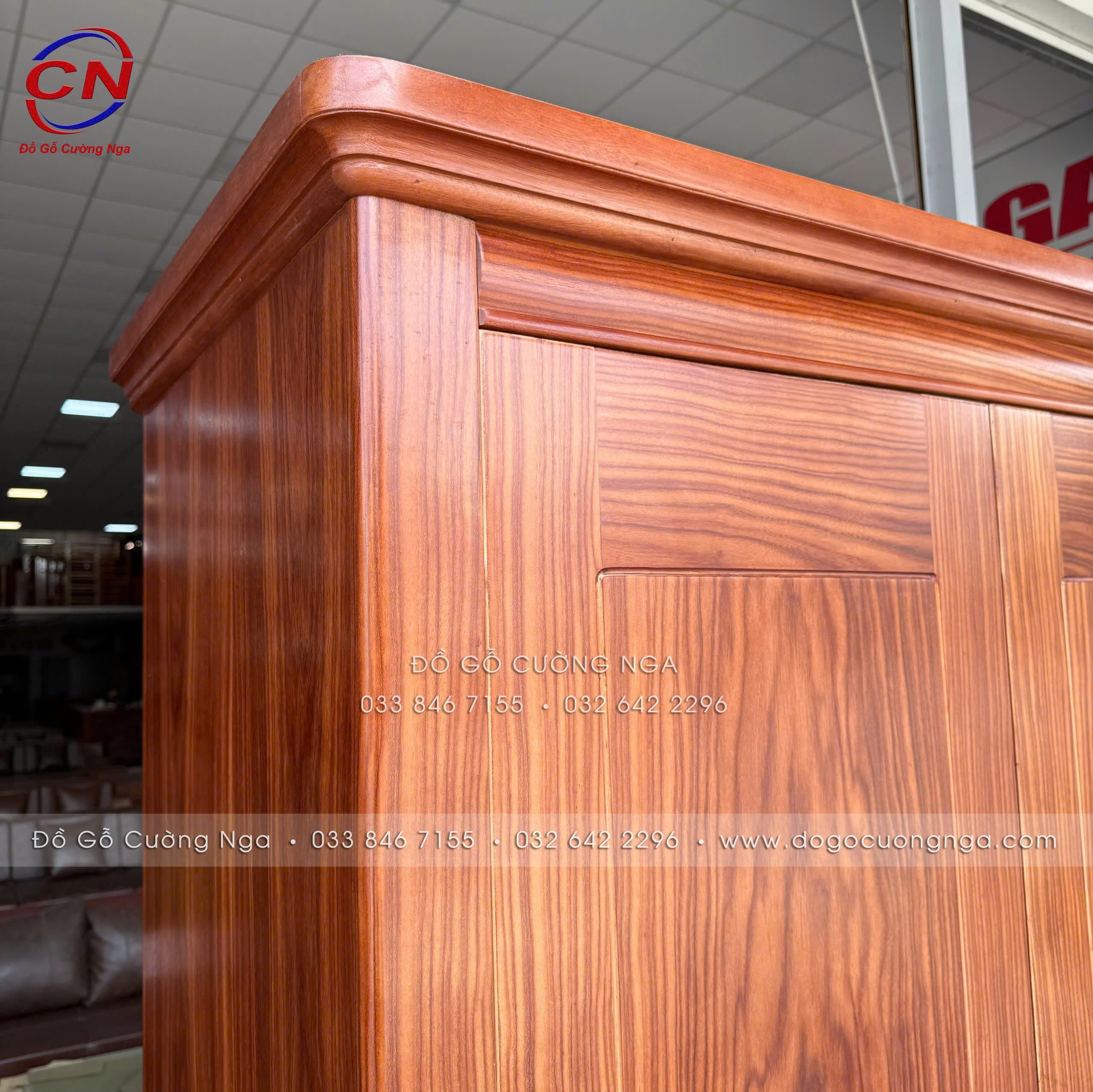 tủ áo gỗ cẩm vân 3 cánh hiện đại