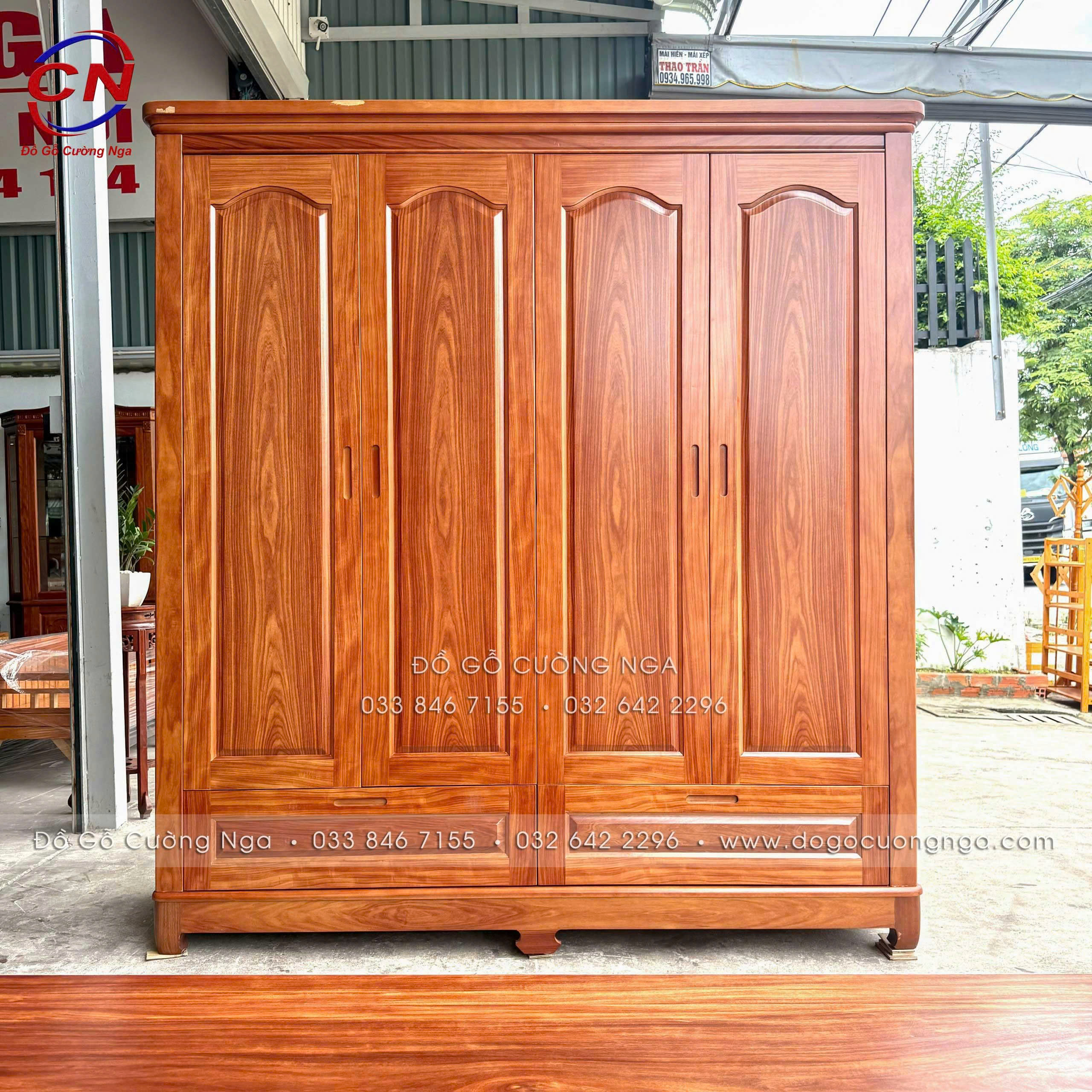 tủ áo gỗ cẩm 4 cánh