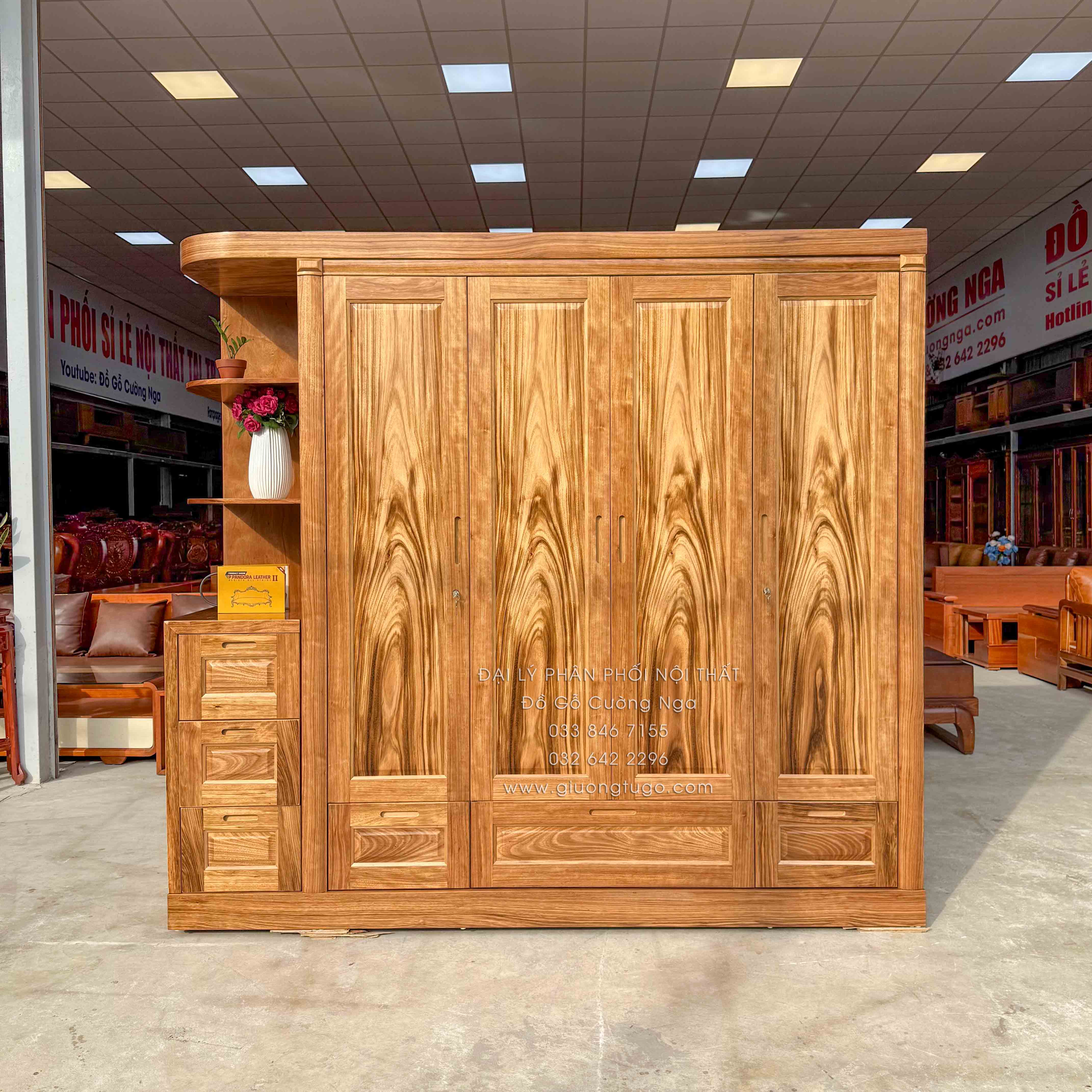 tu ao huong xam 4 canh kem goc trang tri