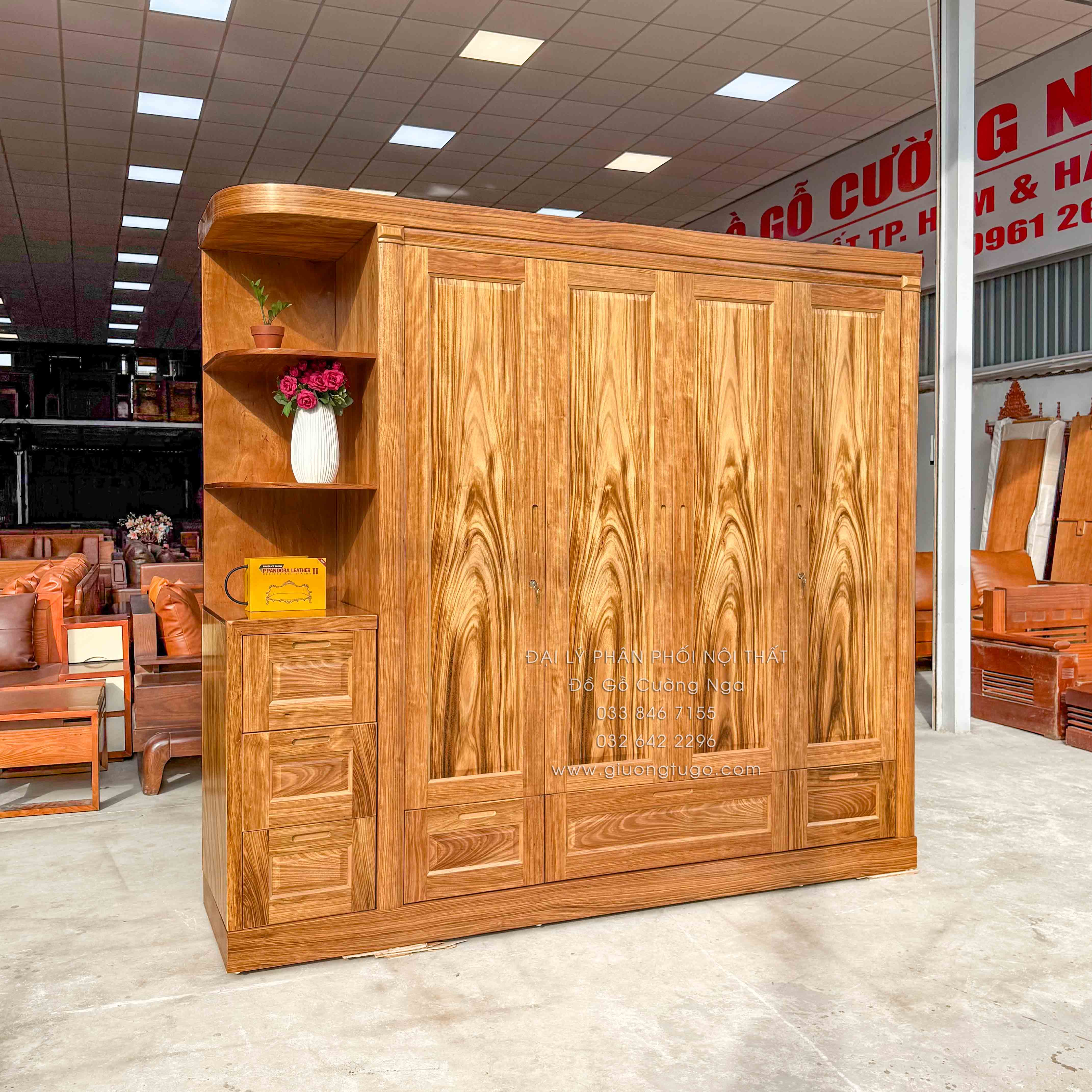 tu ao huong xam 4 canh kem goc trang tri