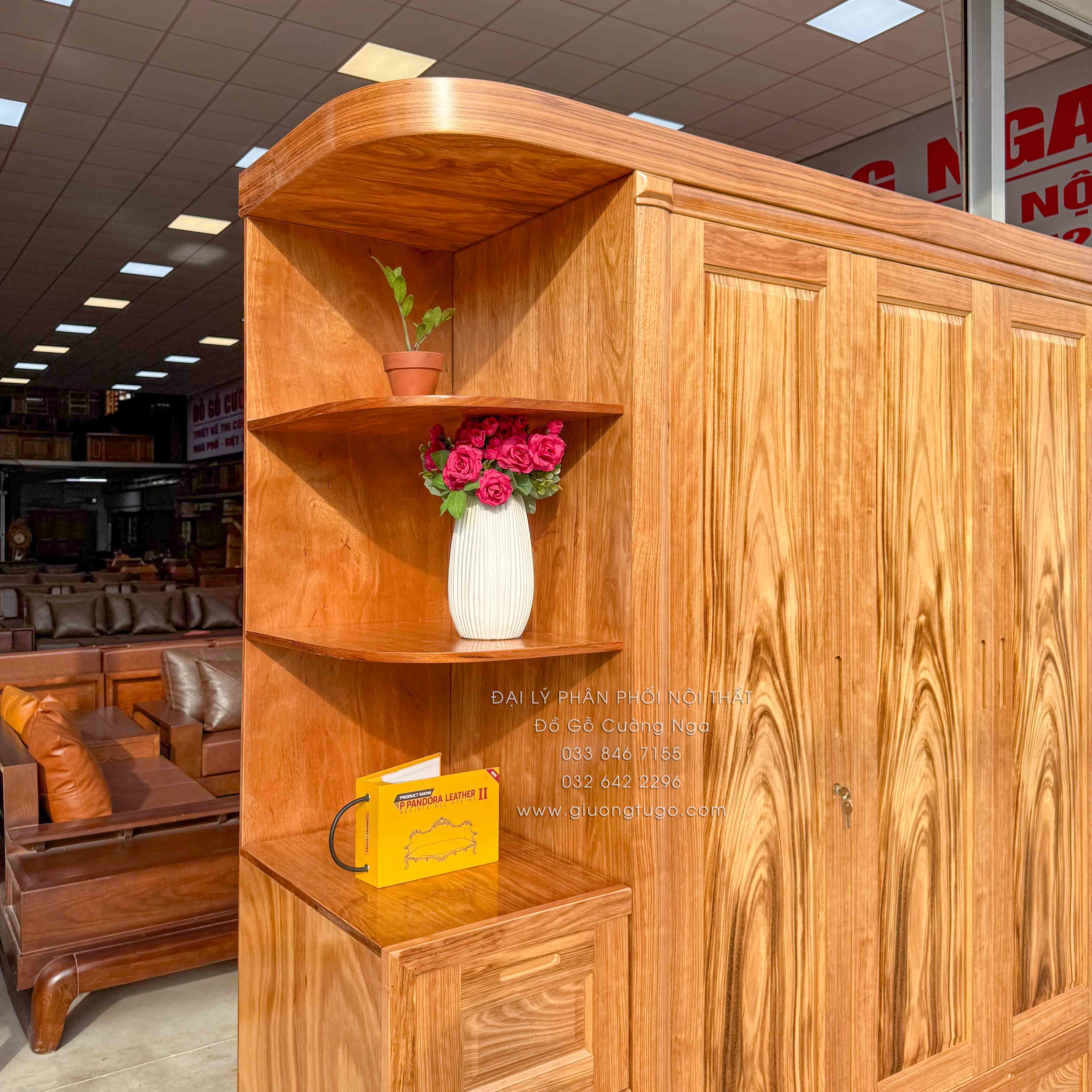 tu ao huong xam 4 canh kem goc trang tri