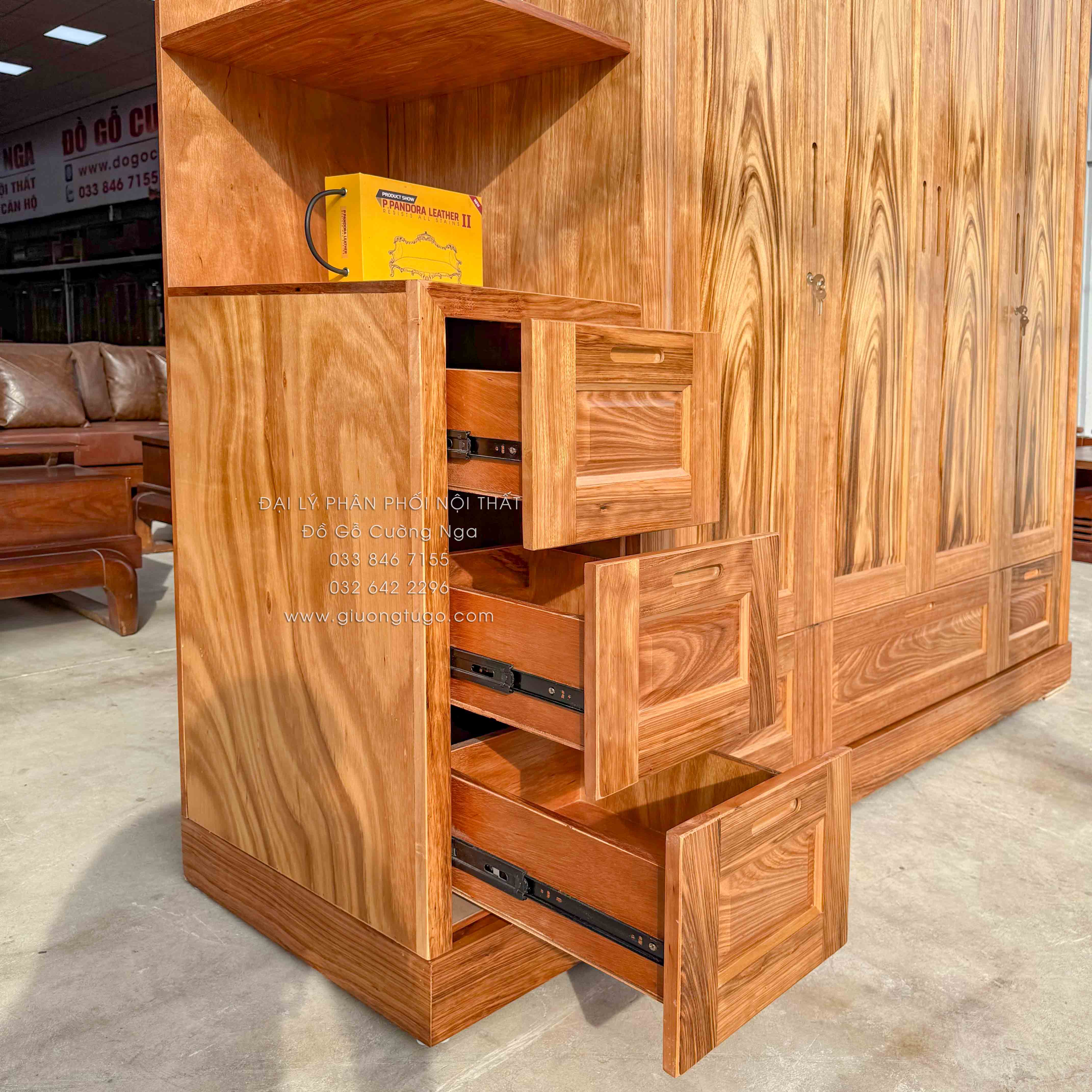 tu ao huong xam 4 canh kem goc trang tri