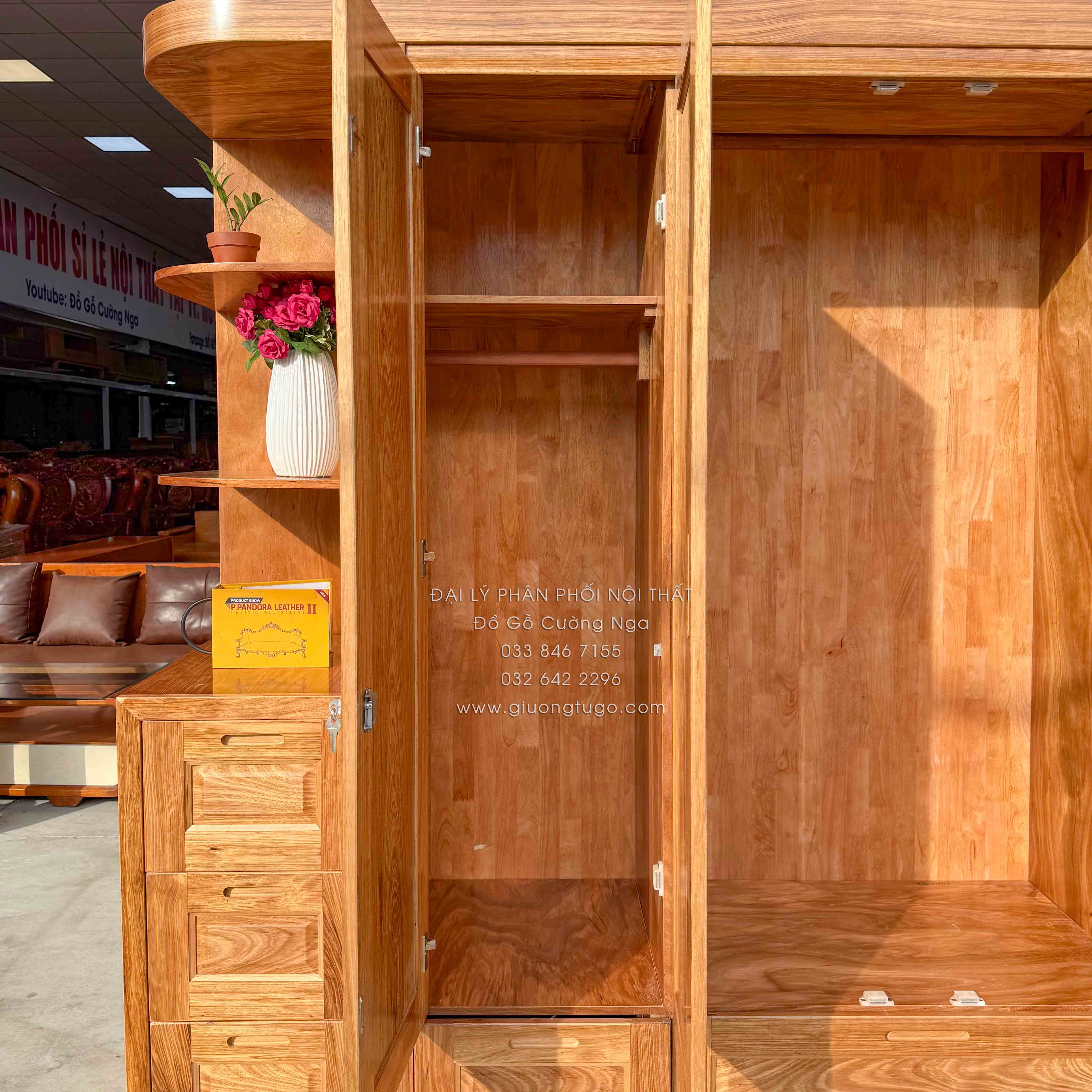 tu ao huong xam 4 canh kem goc trang tri