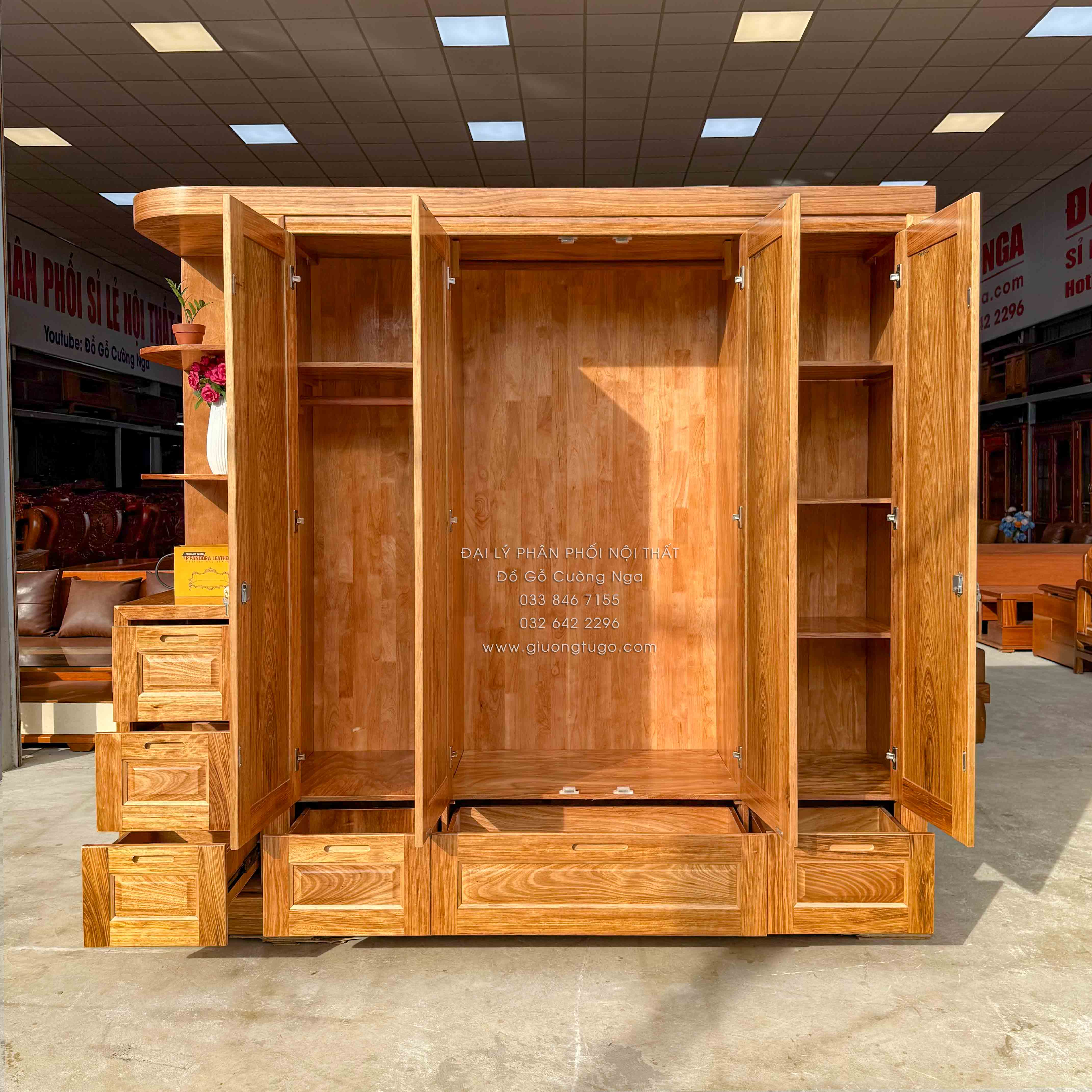 tu ao huong xam 4 canh kem goc trang tri