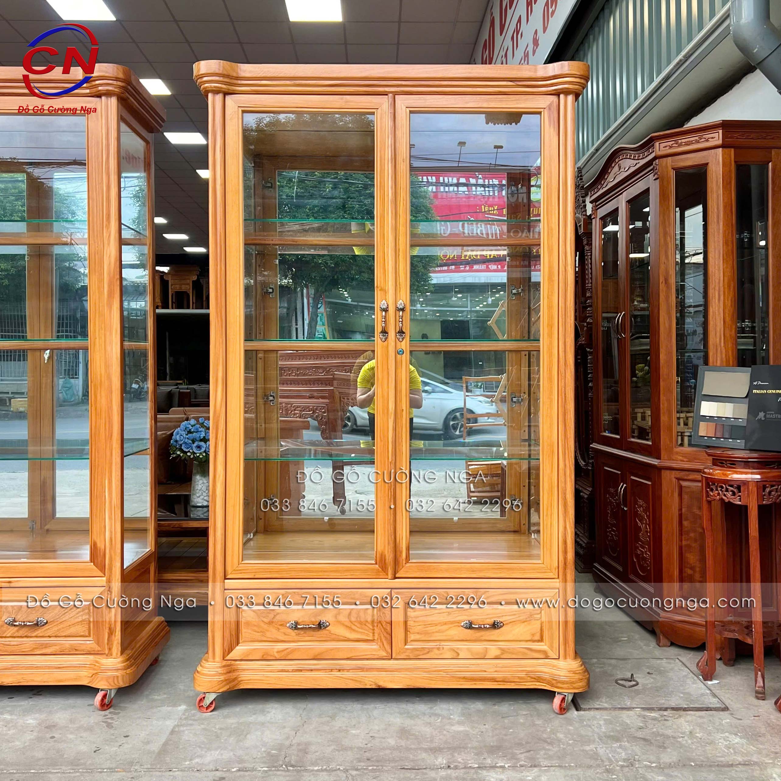 tủ rượu gỗ gõ đỏ 1m2 hiện đại