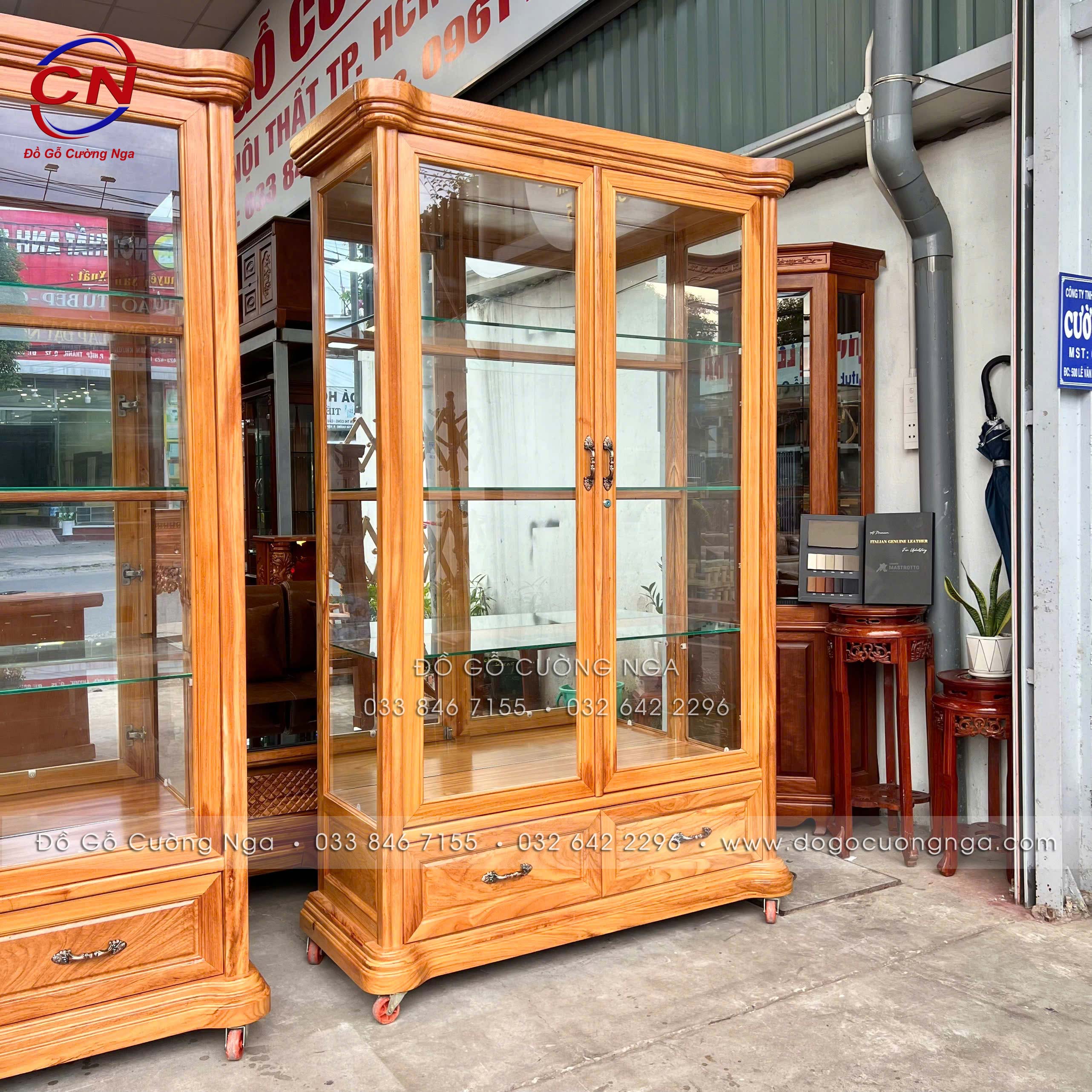 tủ rượu gỗ gõ đỏ 1m2 hiện đại 
