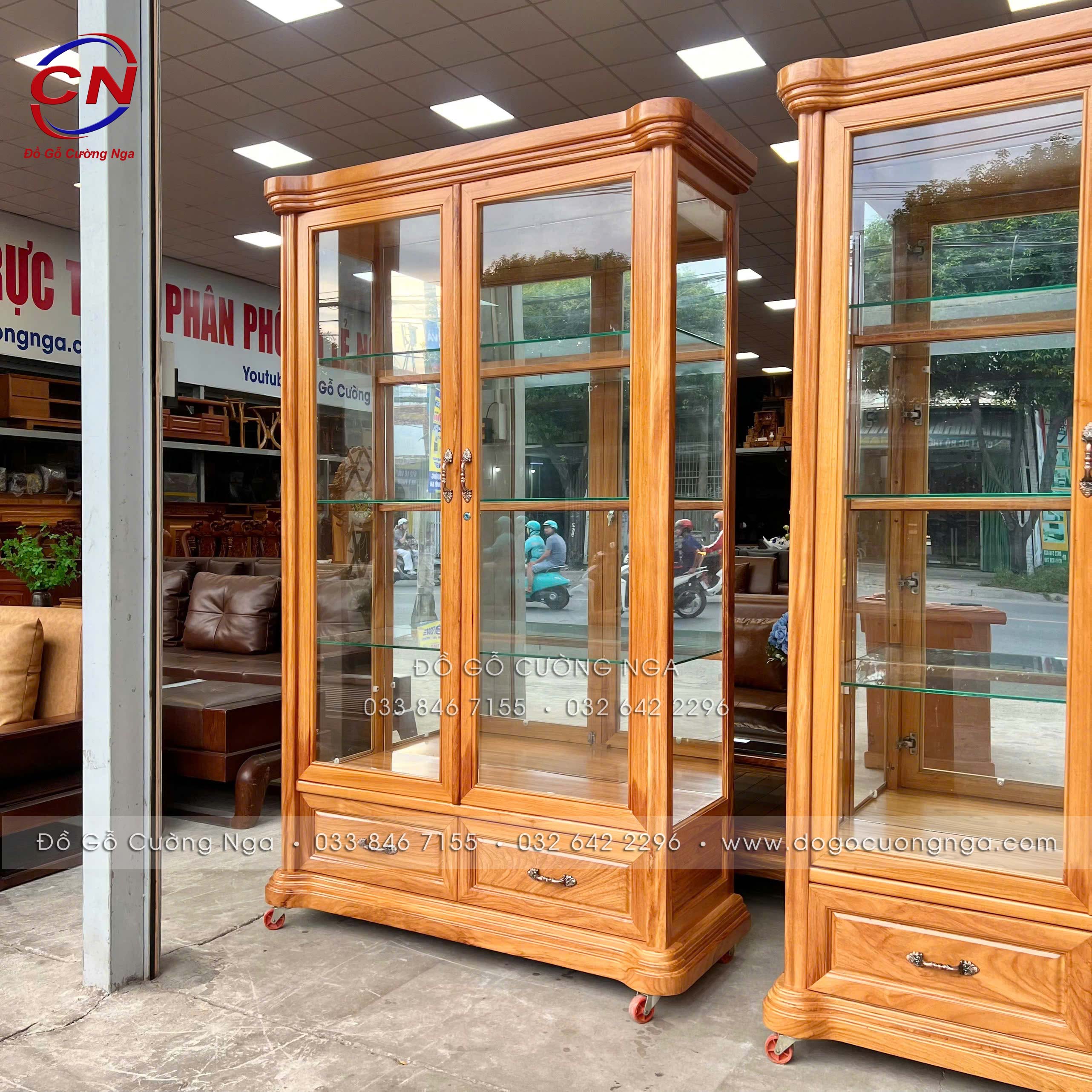 tủ rượu gỗ gõ đỏ 1m2 hiện đại 