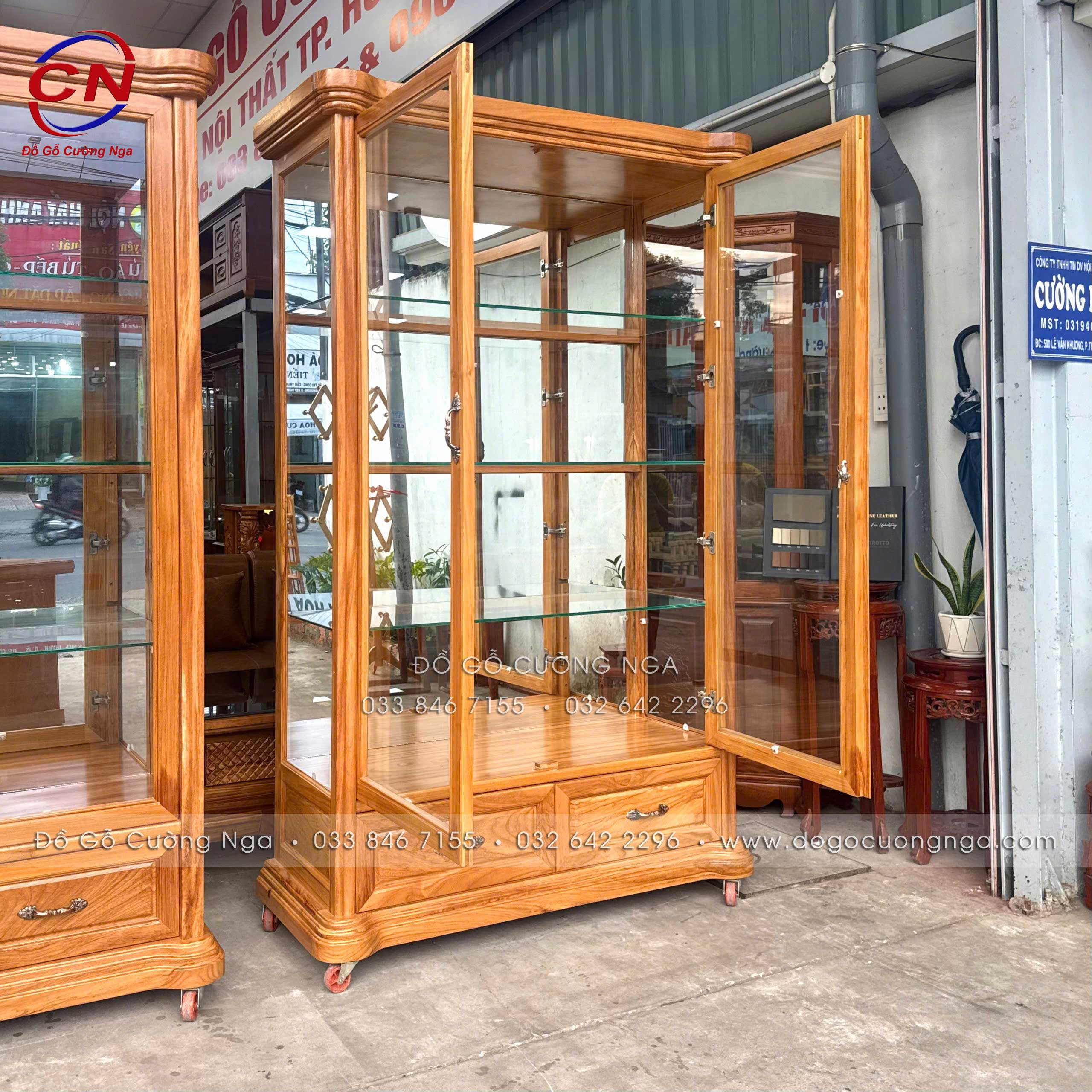 tủ rượu gỗ gõ đỏ 1m2 hiện đại 