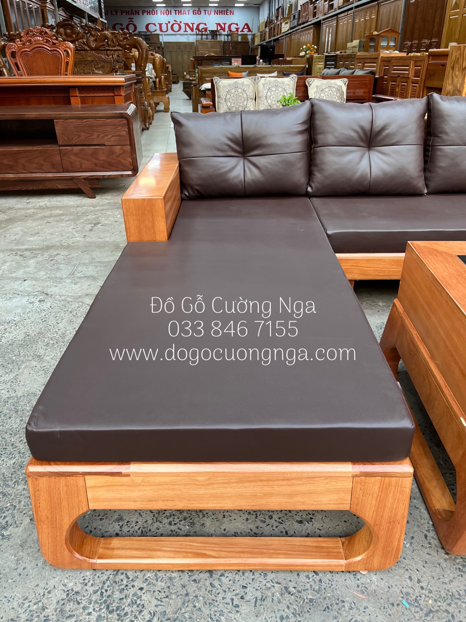 ghế sofa gỗ gõ đỏ 2m8x1m8 