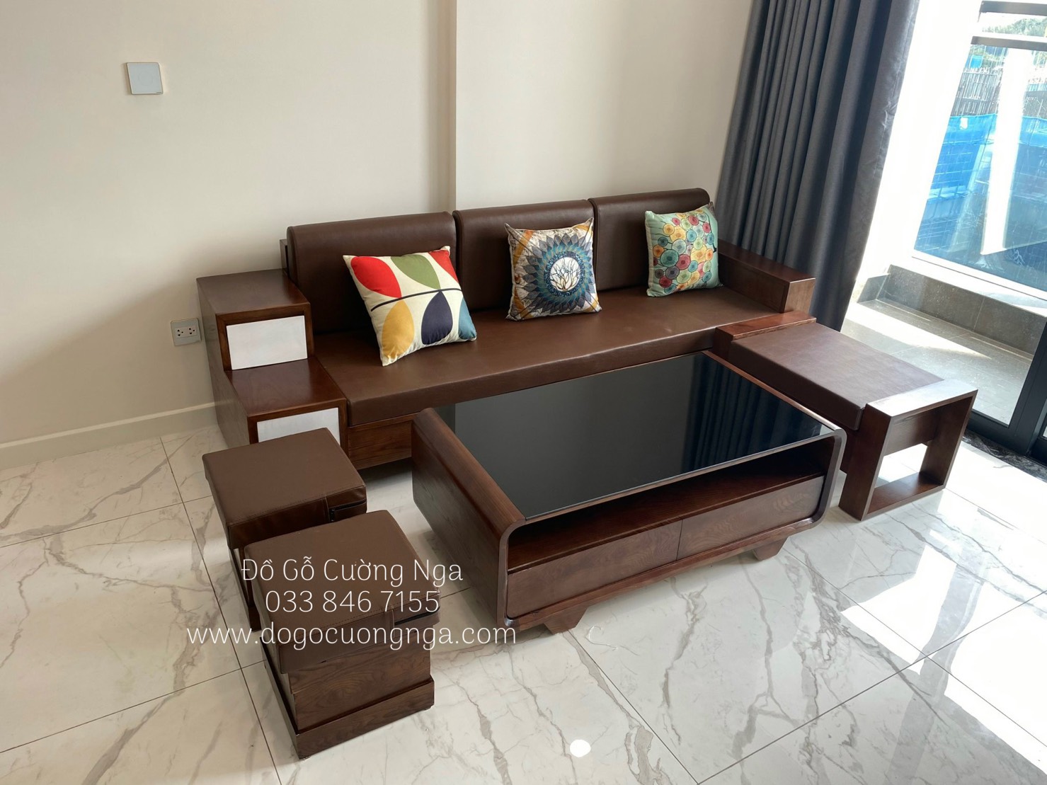 ghế sofa gỗ sồi nga 