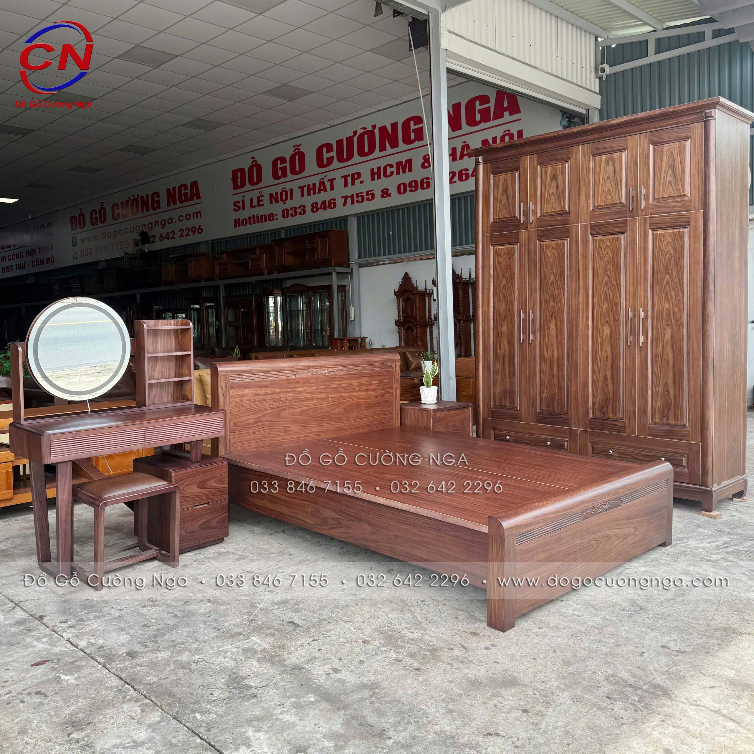 combo phòng ngủ gỗ óc chó