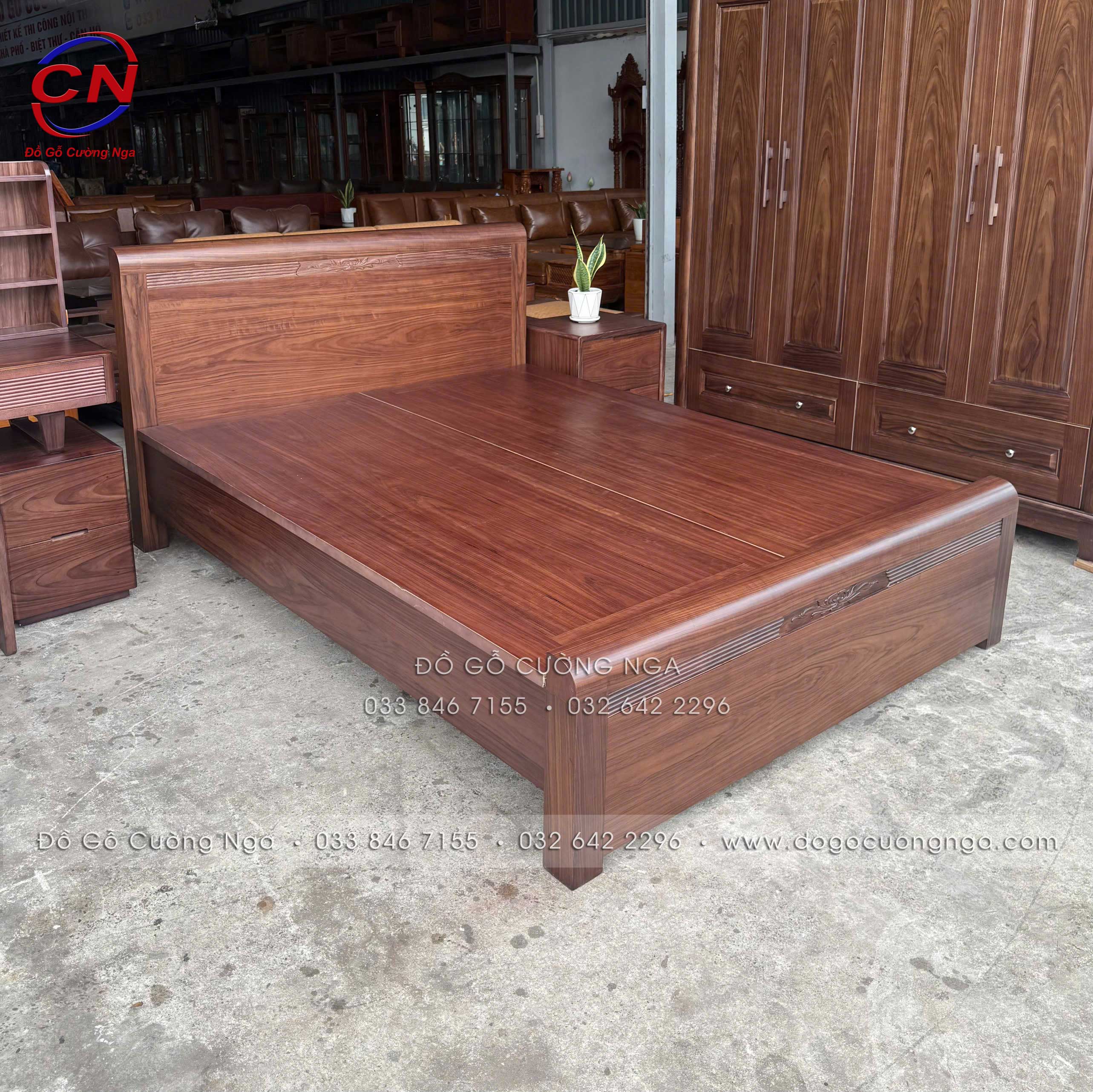 giường gỗ óc chó 