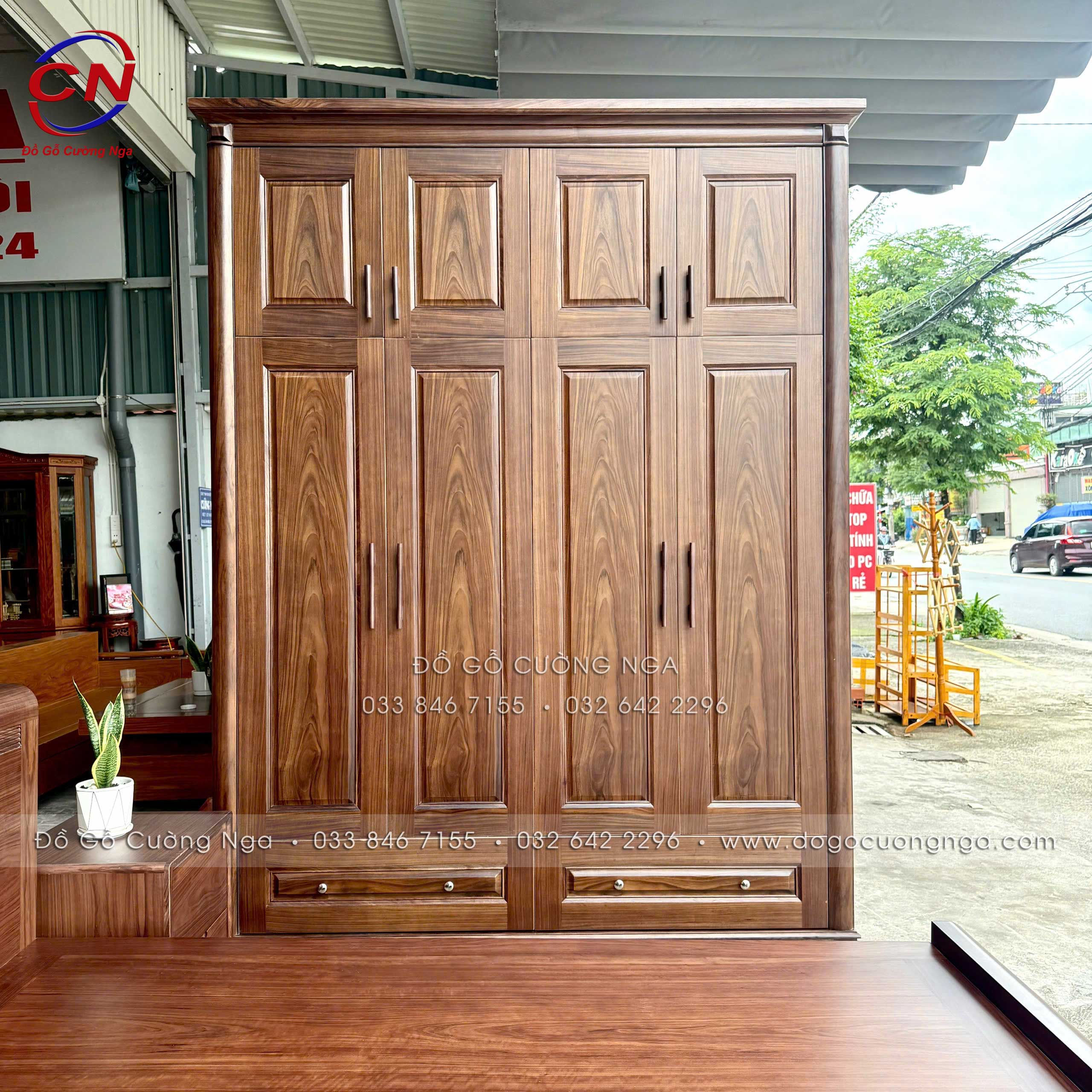 combo phòng ngủ gỗ óc chó hiện đại