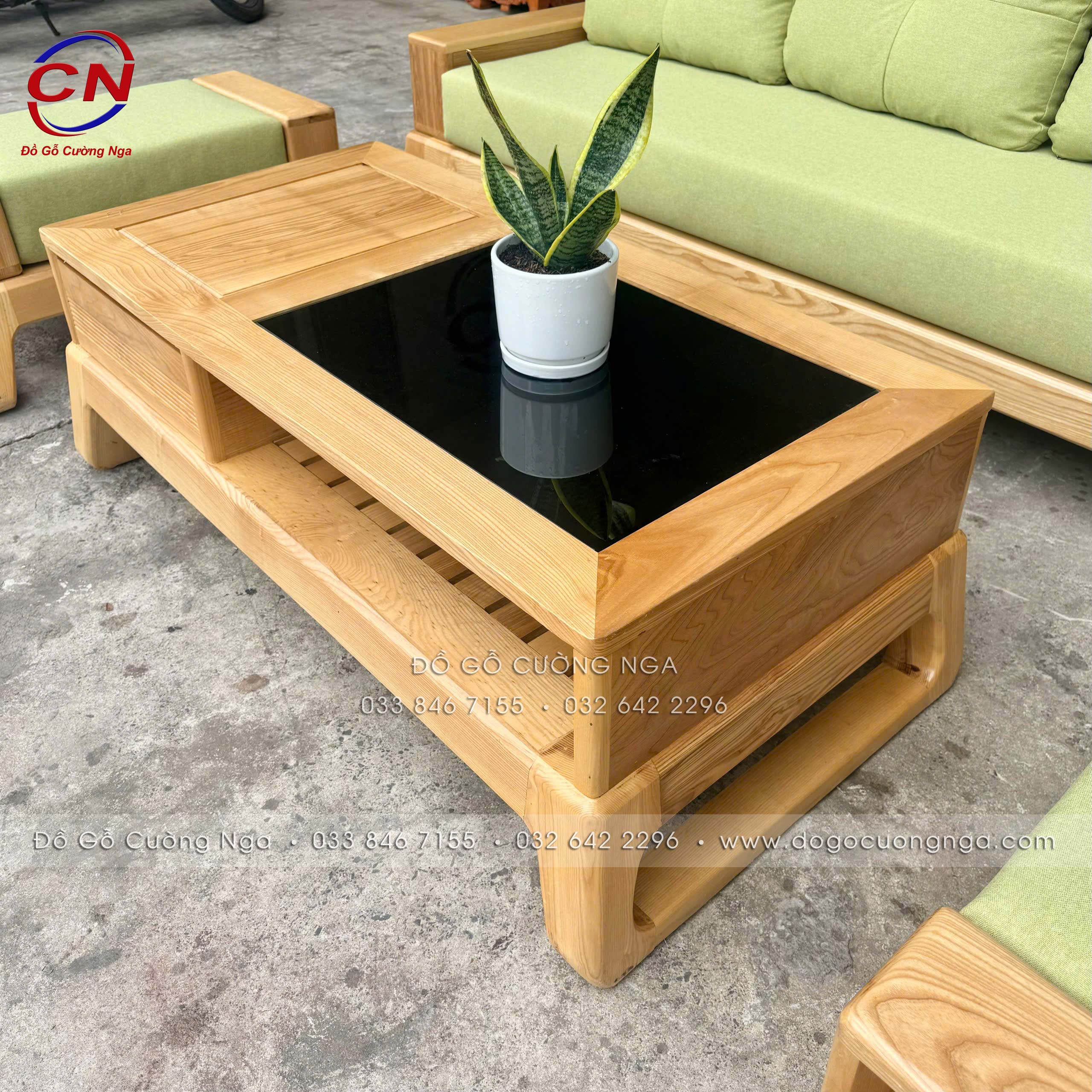 sofa gỗ sồi văng choãi 