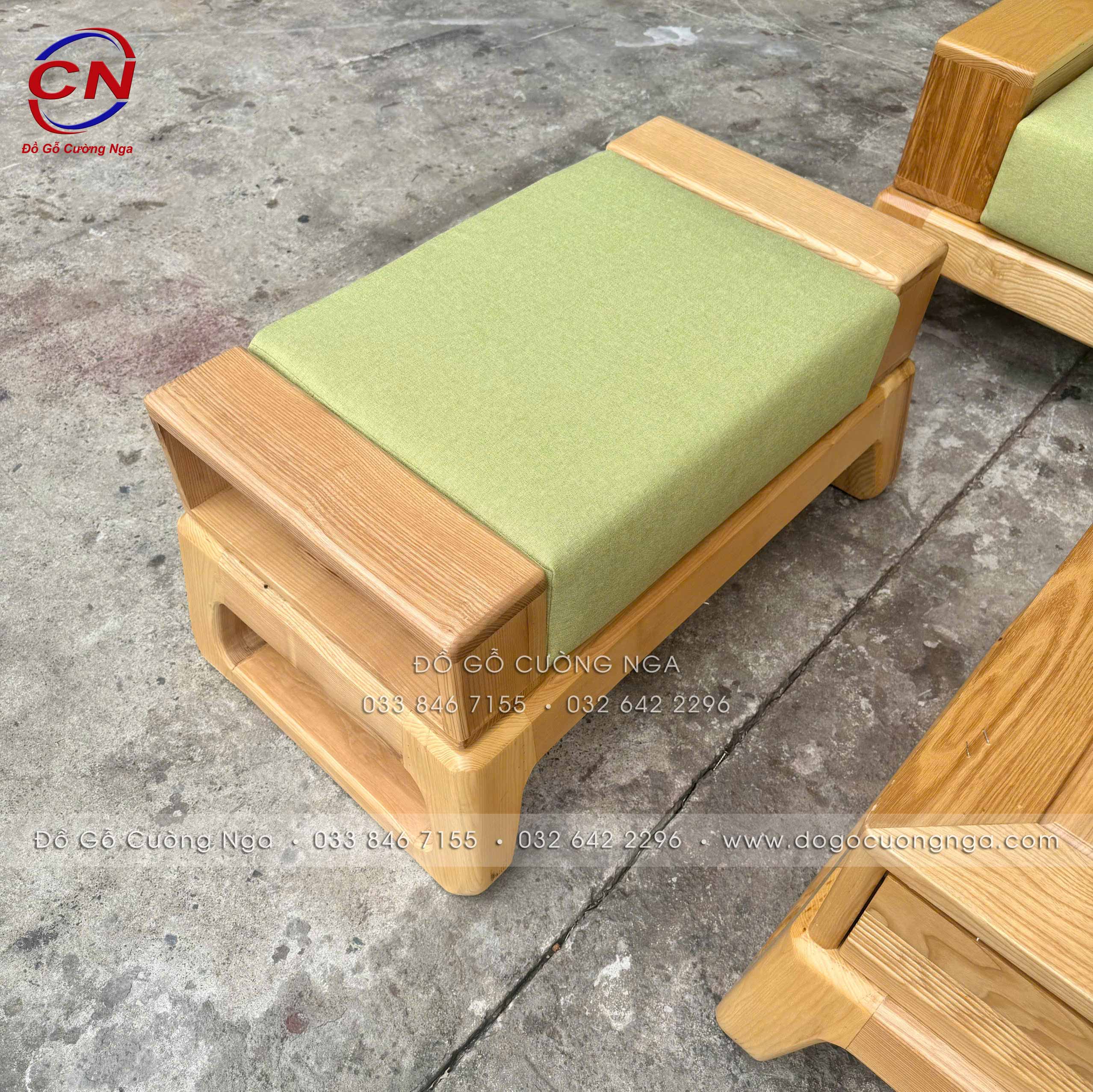 sofa gỗ sồi văng choãi 