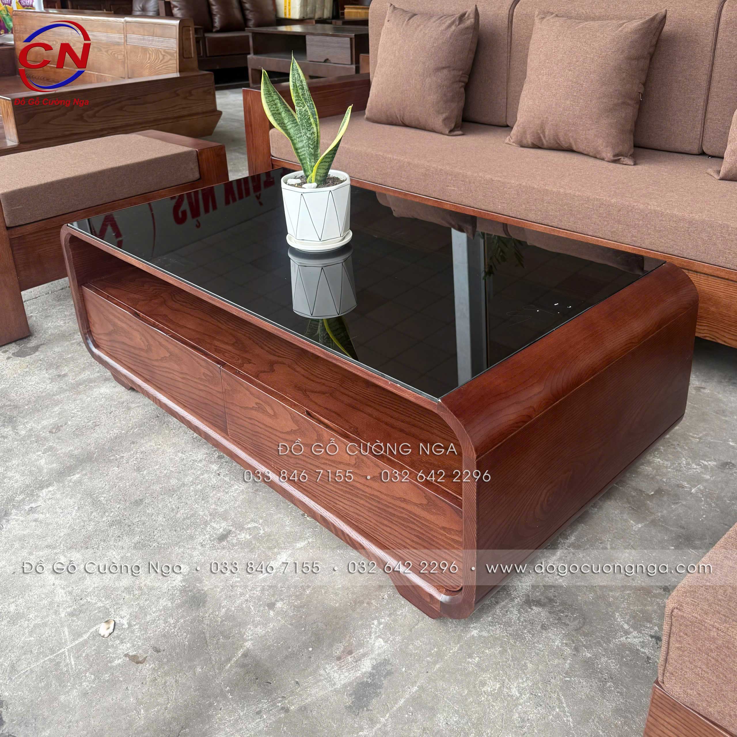 sofa văng gỗ sồi màu óc chó
