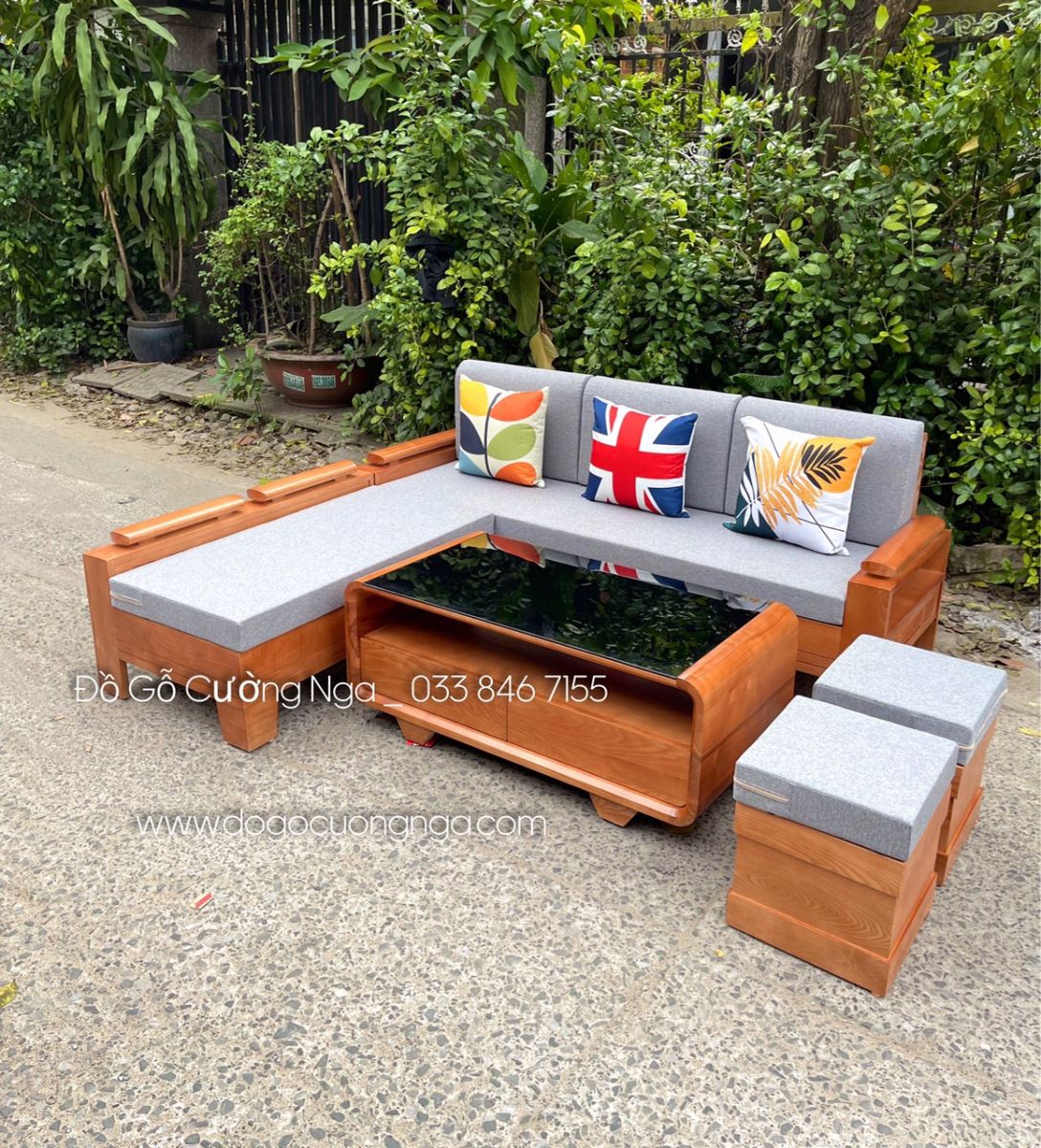ghế sofa gỗ sồi nga kèm nệm 