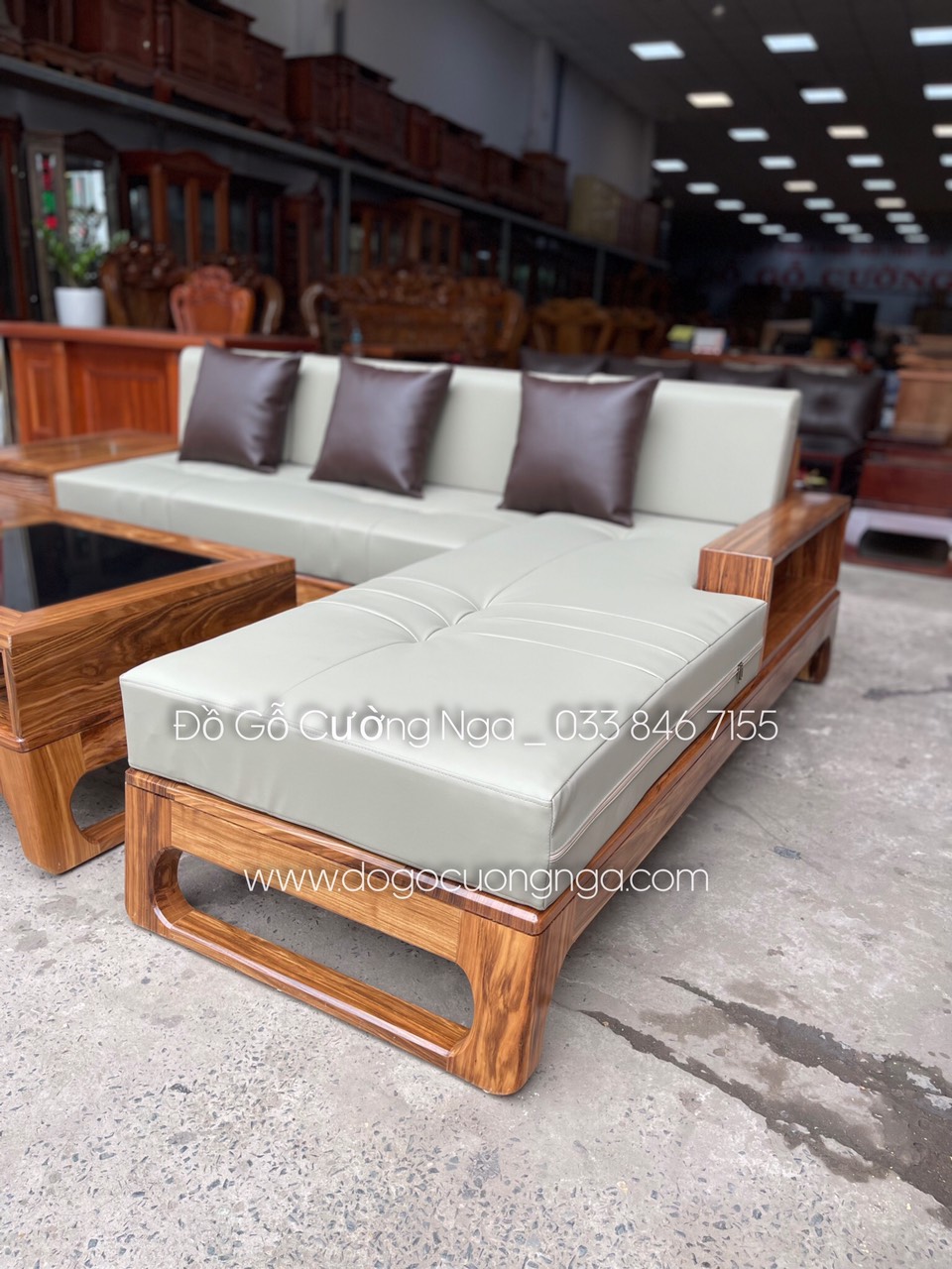 sofa gỗ hương xám 