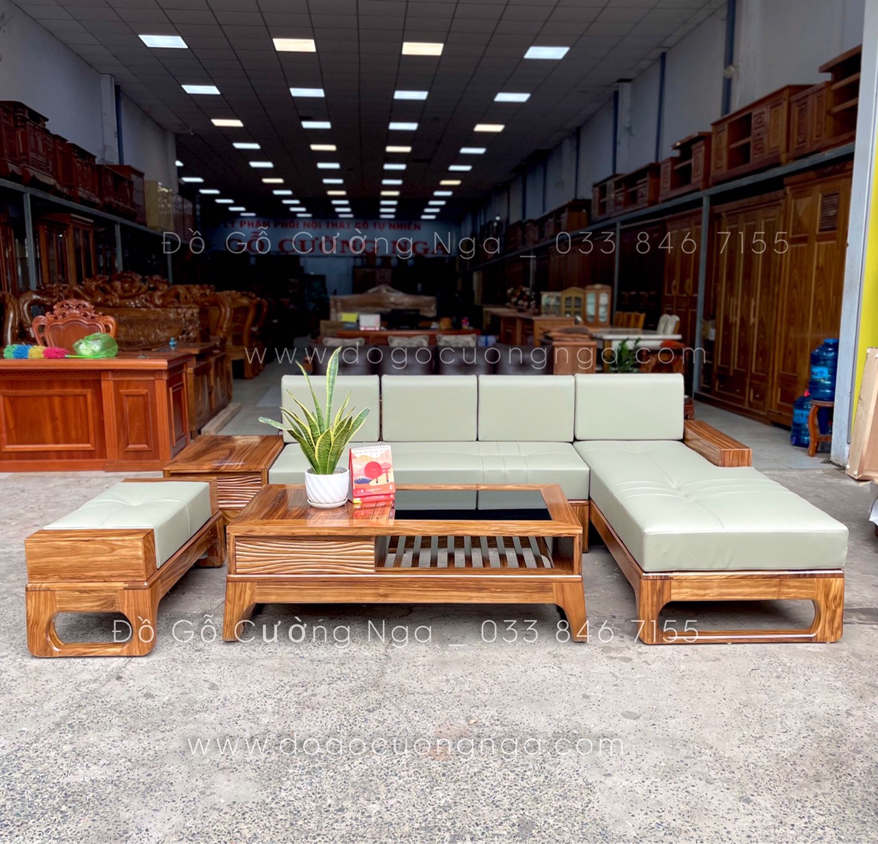 sofa gỗ hương xám 