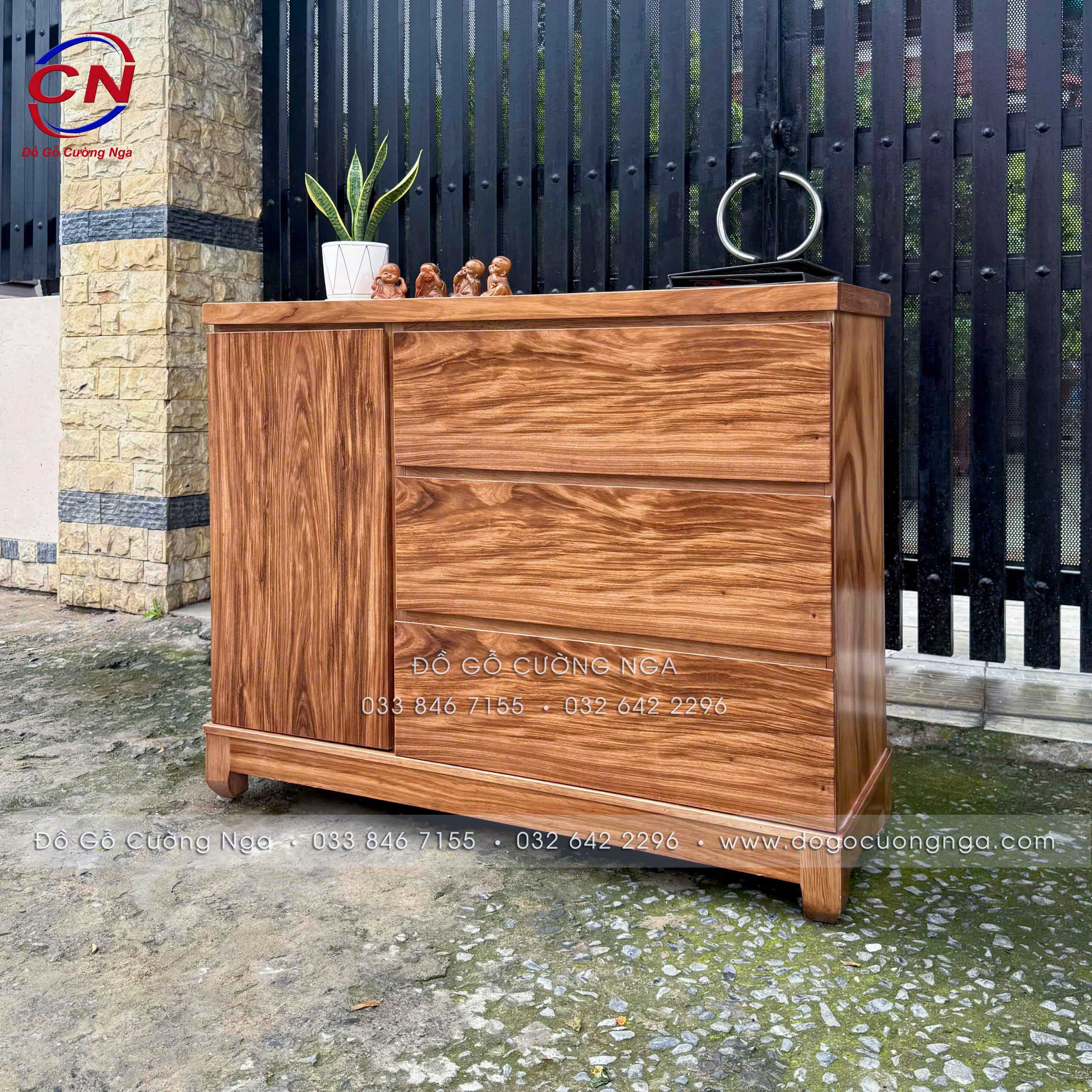 TỦ NHẬT NGĂN KÉO GỖ HƯƠNG XÁM 1M VÀ 1M2 