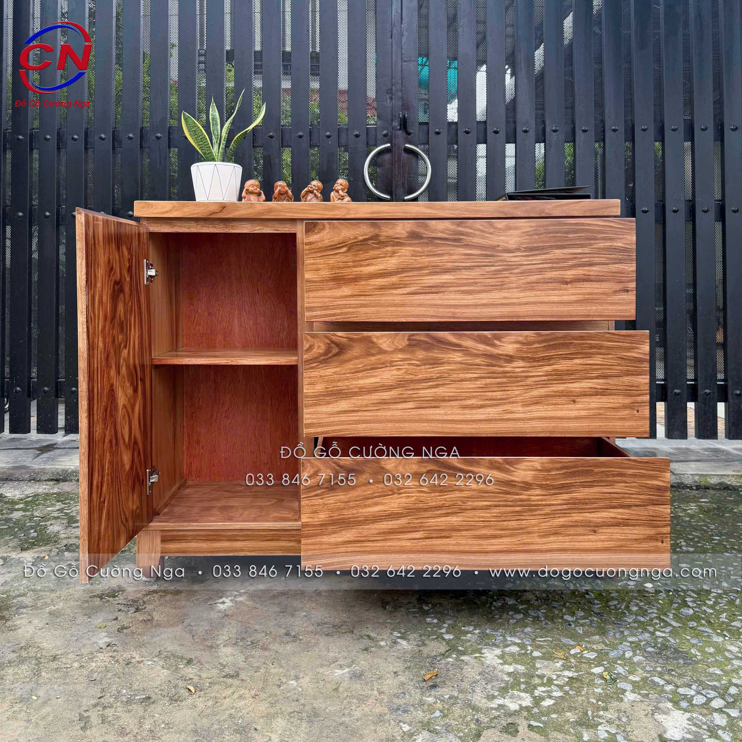 TỦ NHẬT NGĂN KÉO GỖ HƯƠNG XÁM 1M VÀ 1M2 