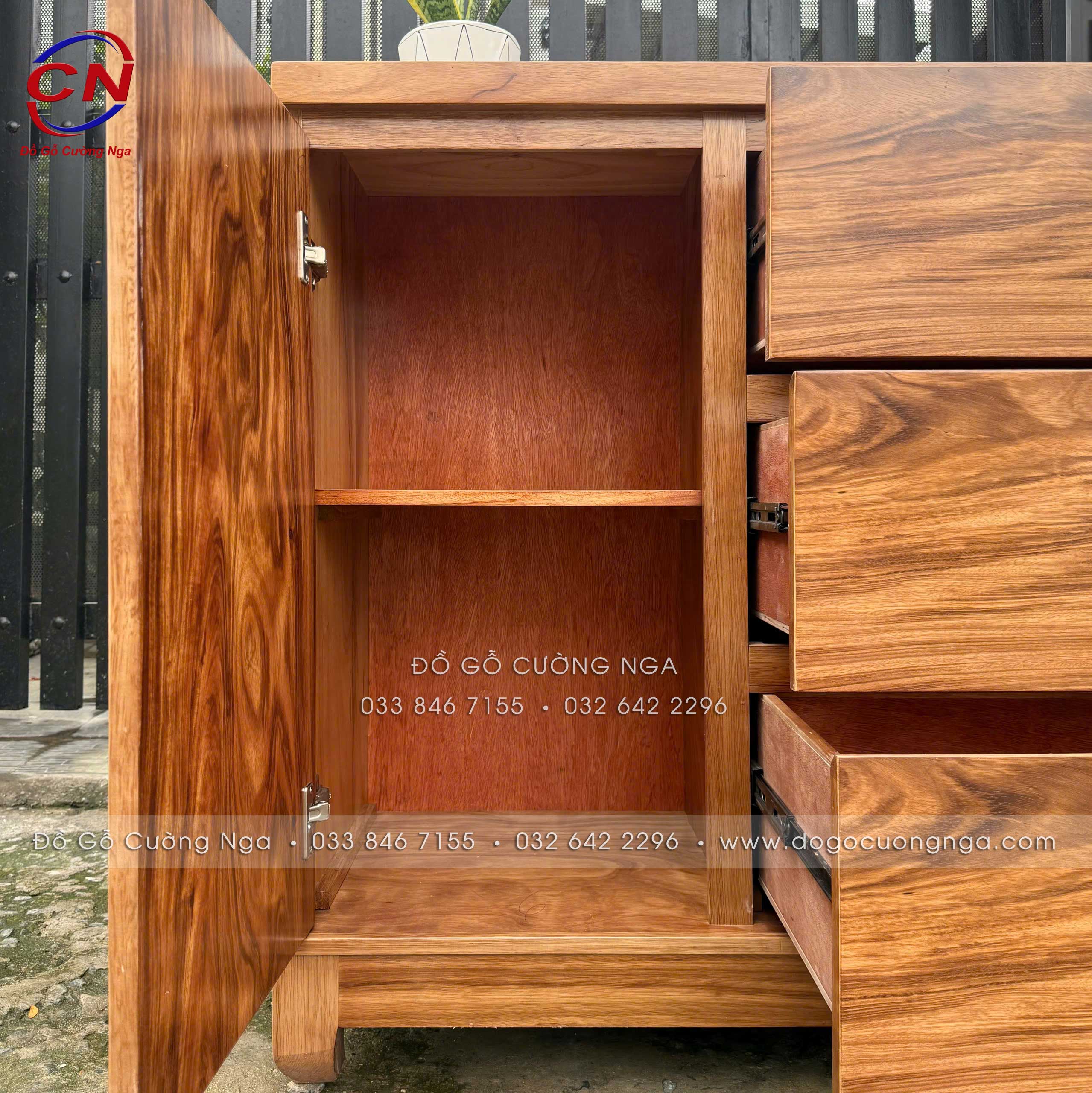TỦ NHẬT NGĂN KÉO GỖ HƯƠNG XÁM 1M VÀ 1M2 