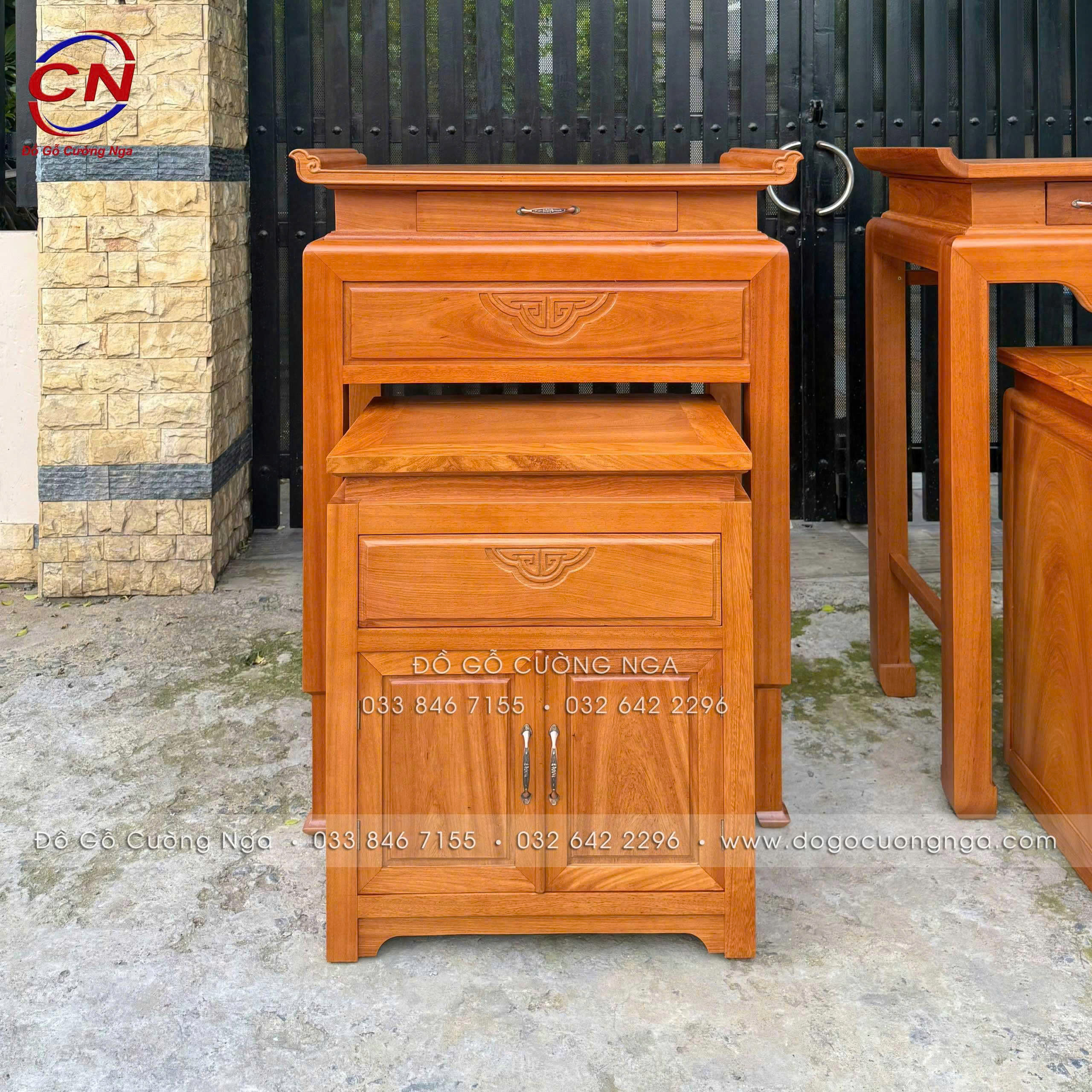 bàn thờ gỗ gõ đỏ 98cm hiện đại 