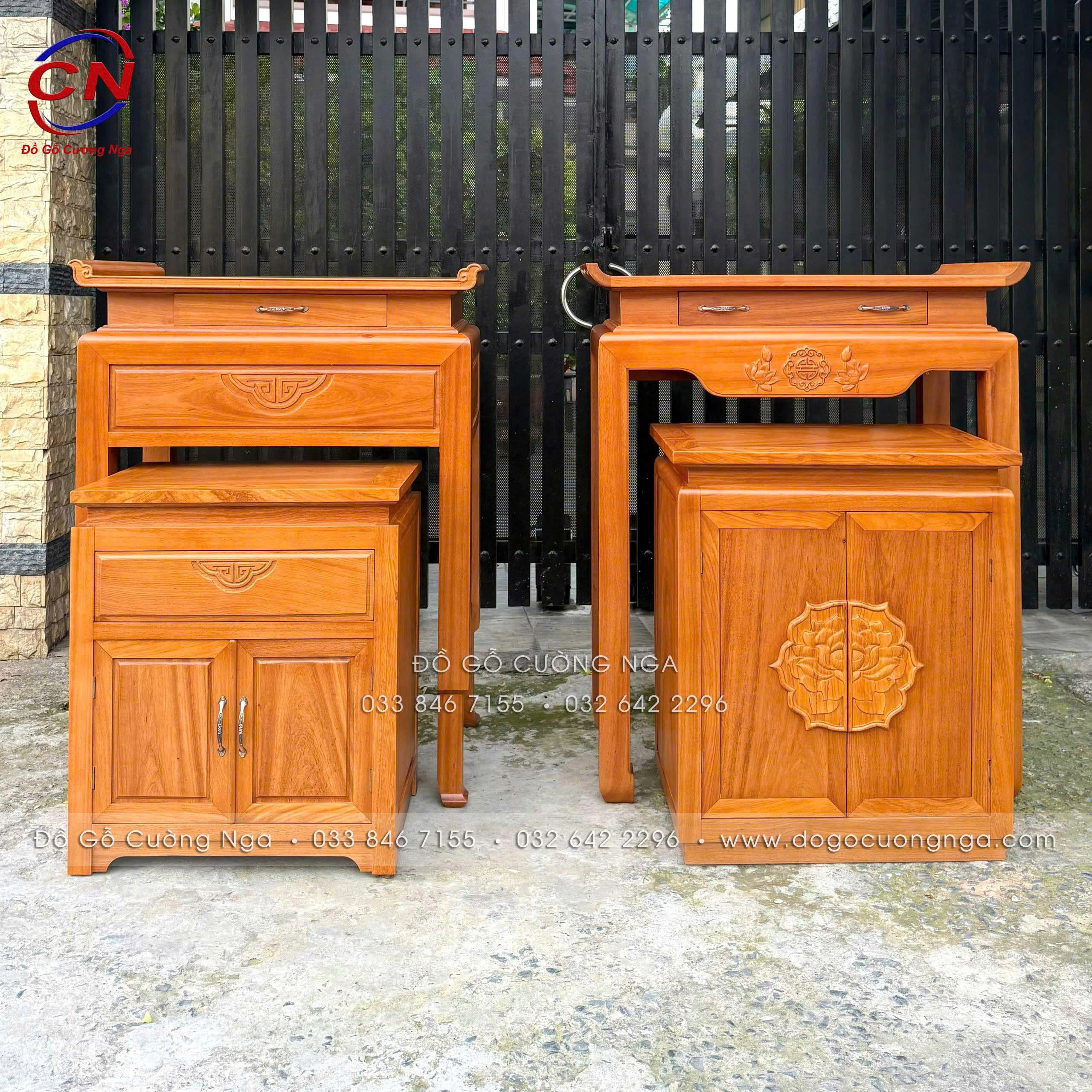 bàn thờ gỗ gõ đỏ 98cm hiện đại 