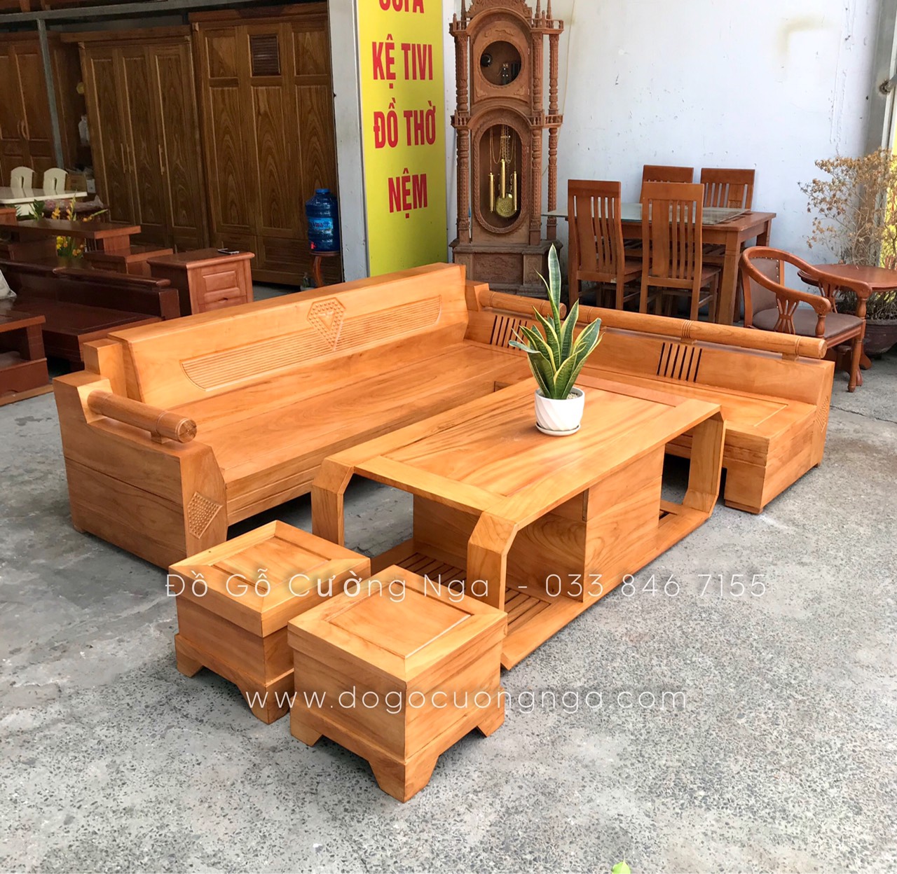 Mẫu ghế sofa văng bằng gỗ tự nhiên GB-813 – NỘI THẤT GIA BẢO